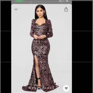 Pink and Black Sequin Gown